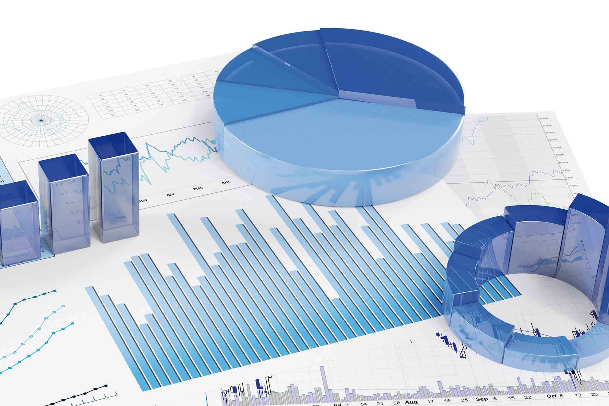 Graphic with different diagrams for the analysis of processes.