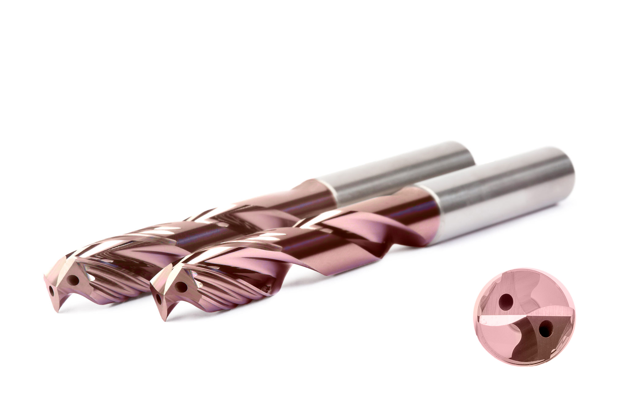 You can see two drills of the MEGA-Speed-Drill-Titan series standing from the side and one from the front.