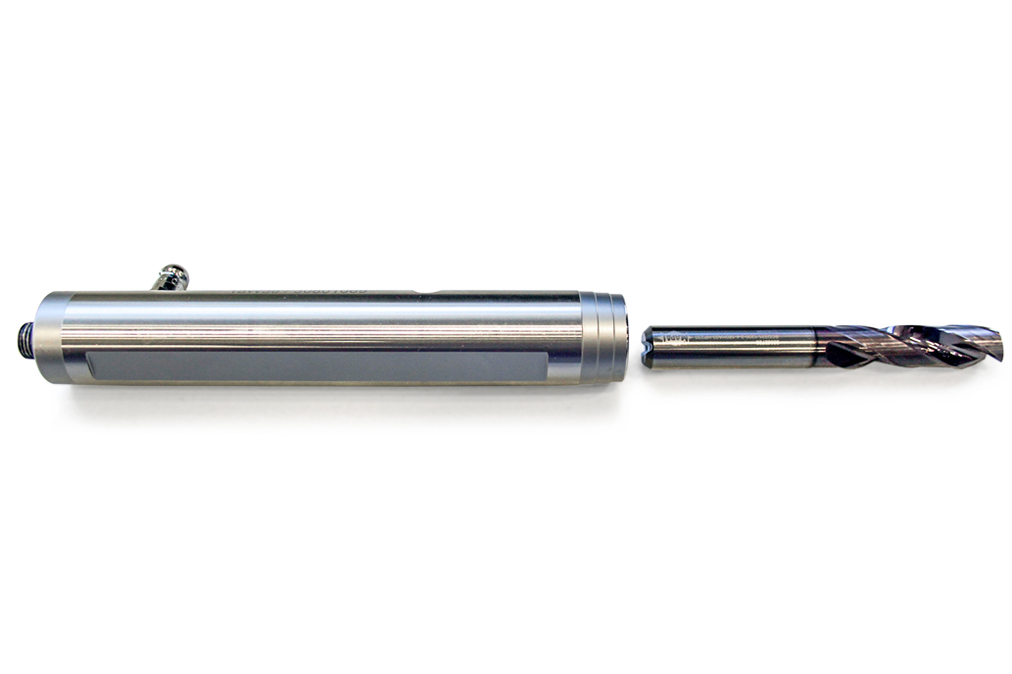 A drilling tool is positioned in front of the special hydraulic chuck from MAPAL.