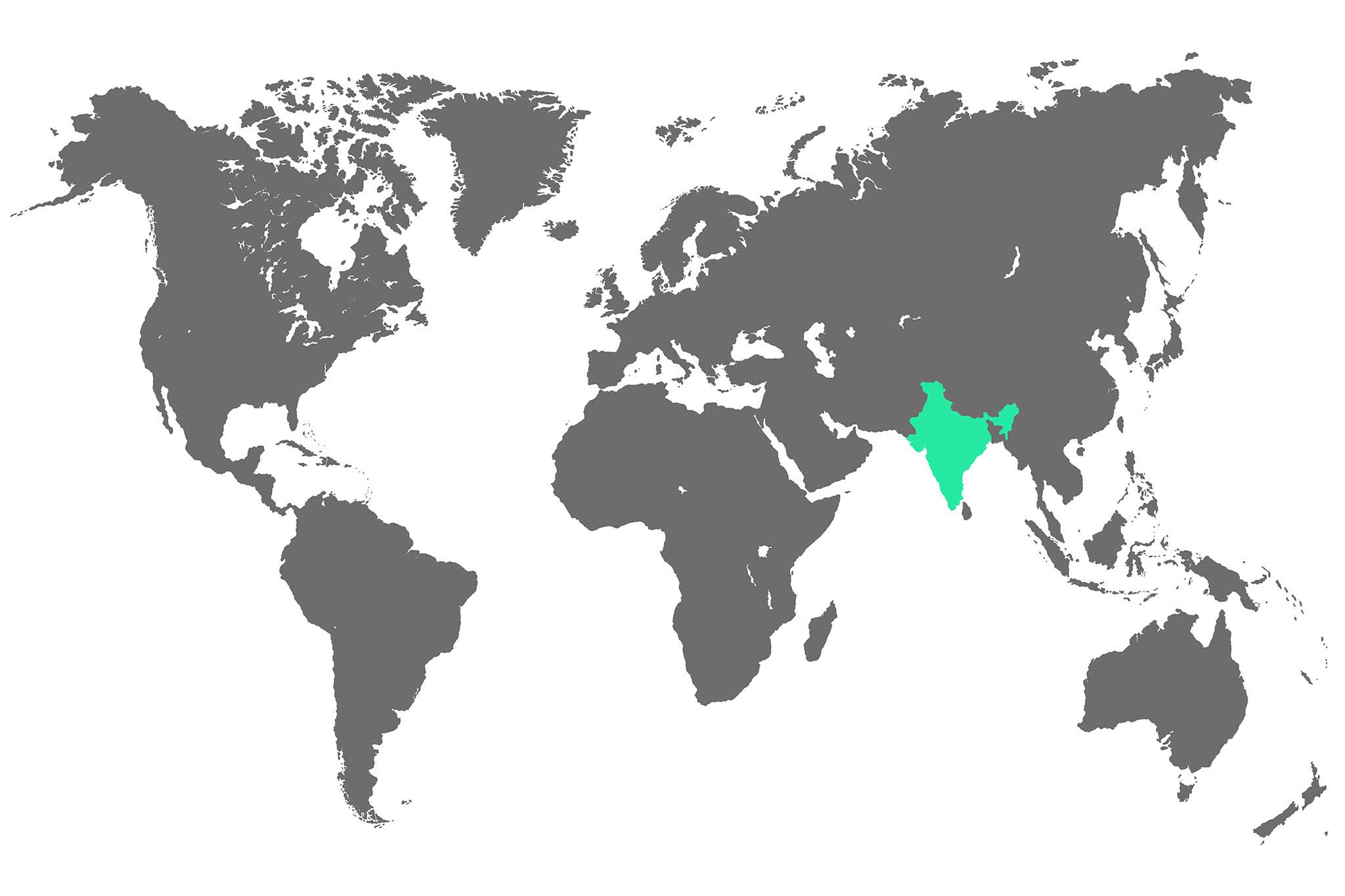 India is highlighted on the world map.