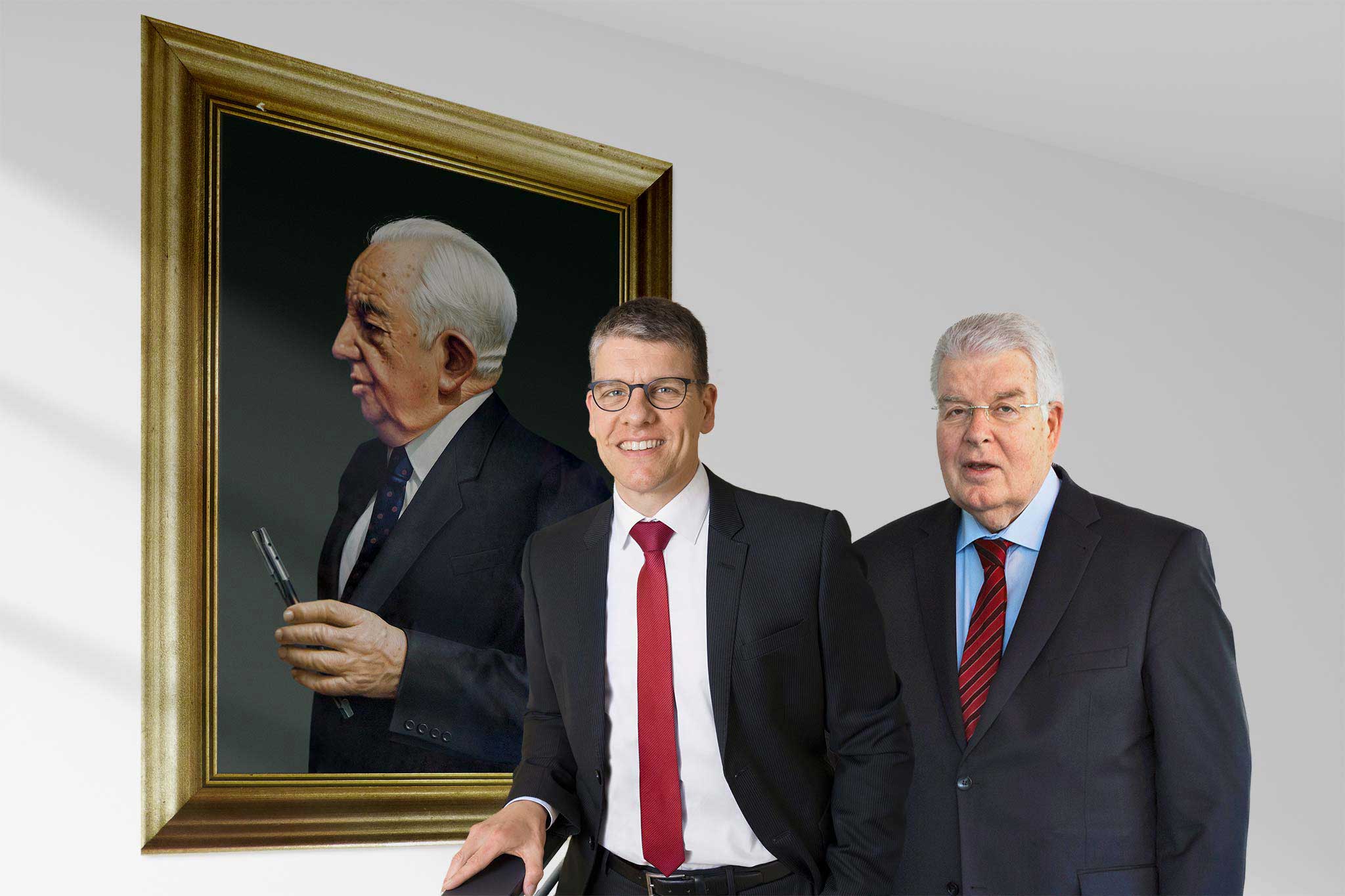 Three generations of the Kress family are shown in the picture: Dr Georg Kress, Dr Jochen Kress and Dr Dieter Kress.
