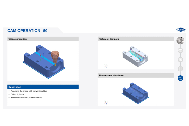 Screenshot of a video simulation of the machining of a component.