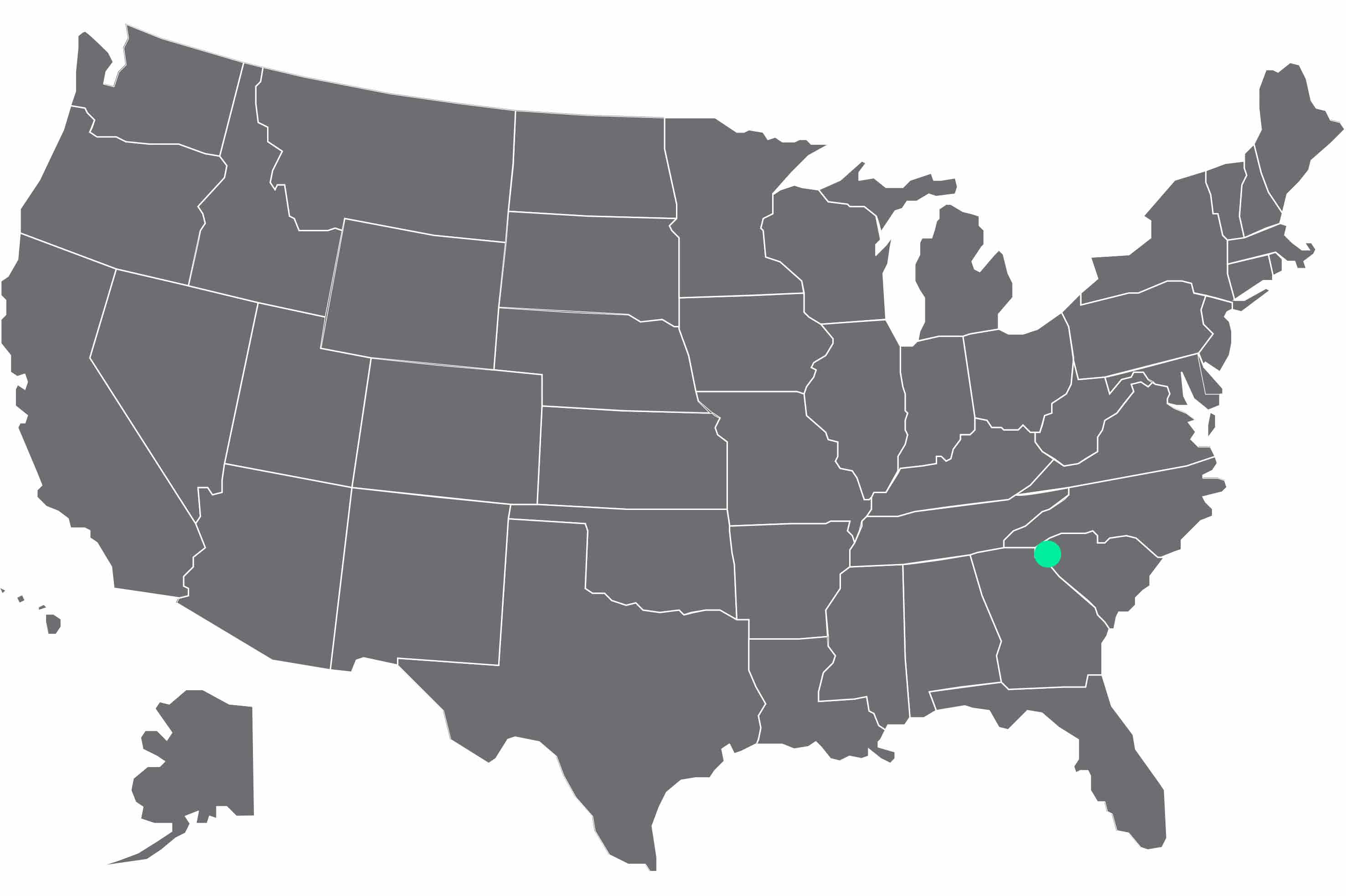USA MAP with MAPAL Location in Fountain Inn