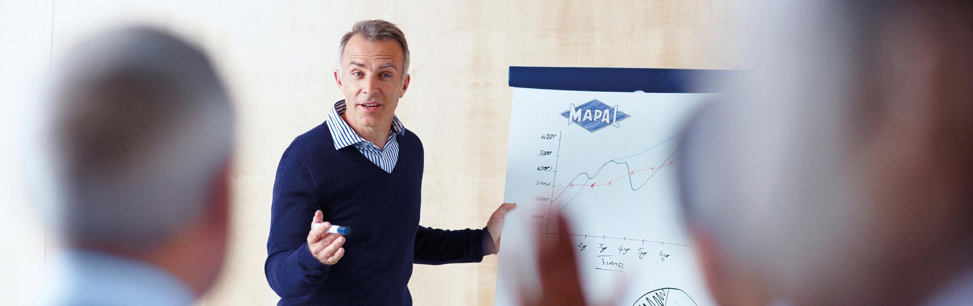 An employee from the training department holds a seminar in front of several people.